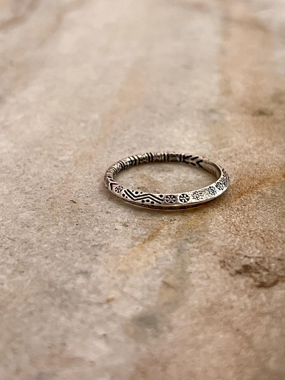 Tribal Edge Stackable Band 925 Sterling Silver Ring