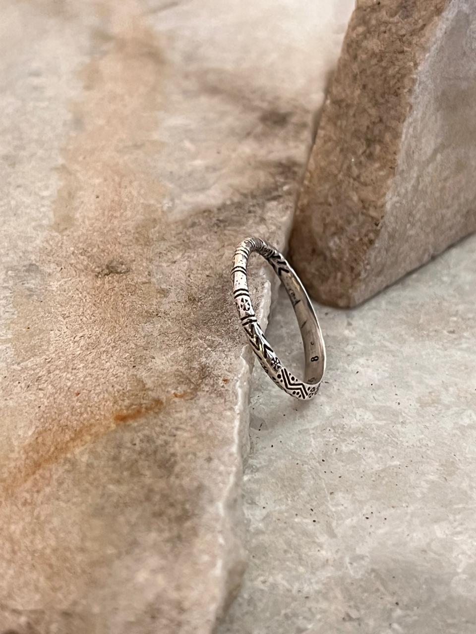 Tribal Edge Stackable Band 925 Sterling Silver Ring