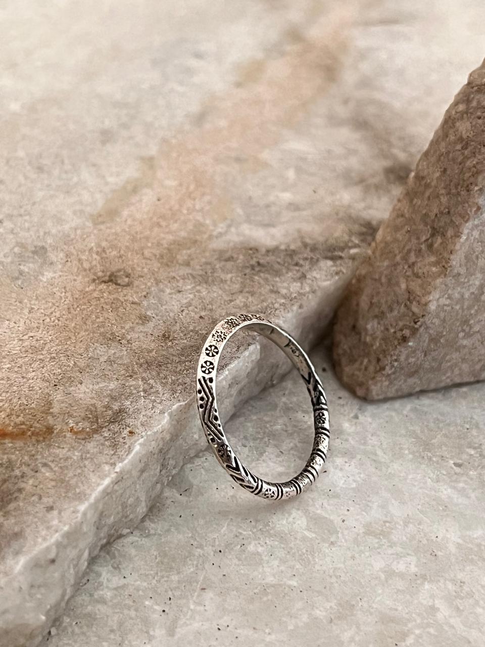 Tribal Edge Stackable Band 925 Sterling Silver Ring