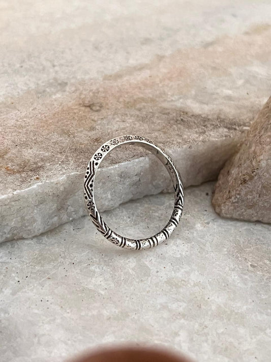 Tribal Edge Stackable Band 925 Sterling Silver Ring