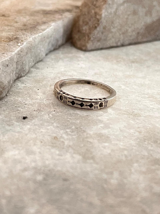 Tribal Engraved Side 1 925 Sterling Silver Ring