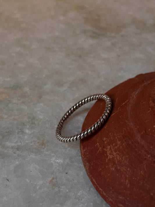 Classic Rope Band Stackable 925 Sterling Silver Ring