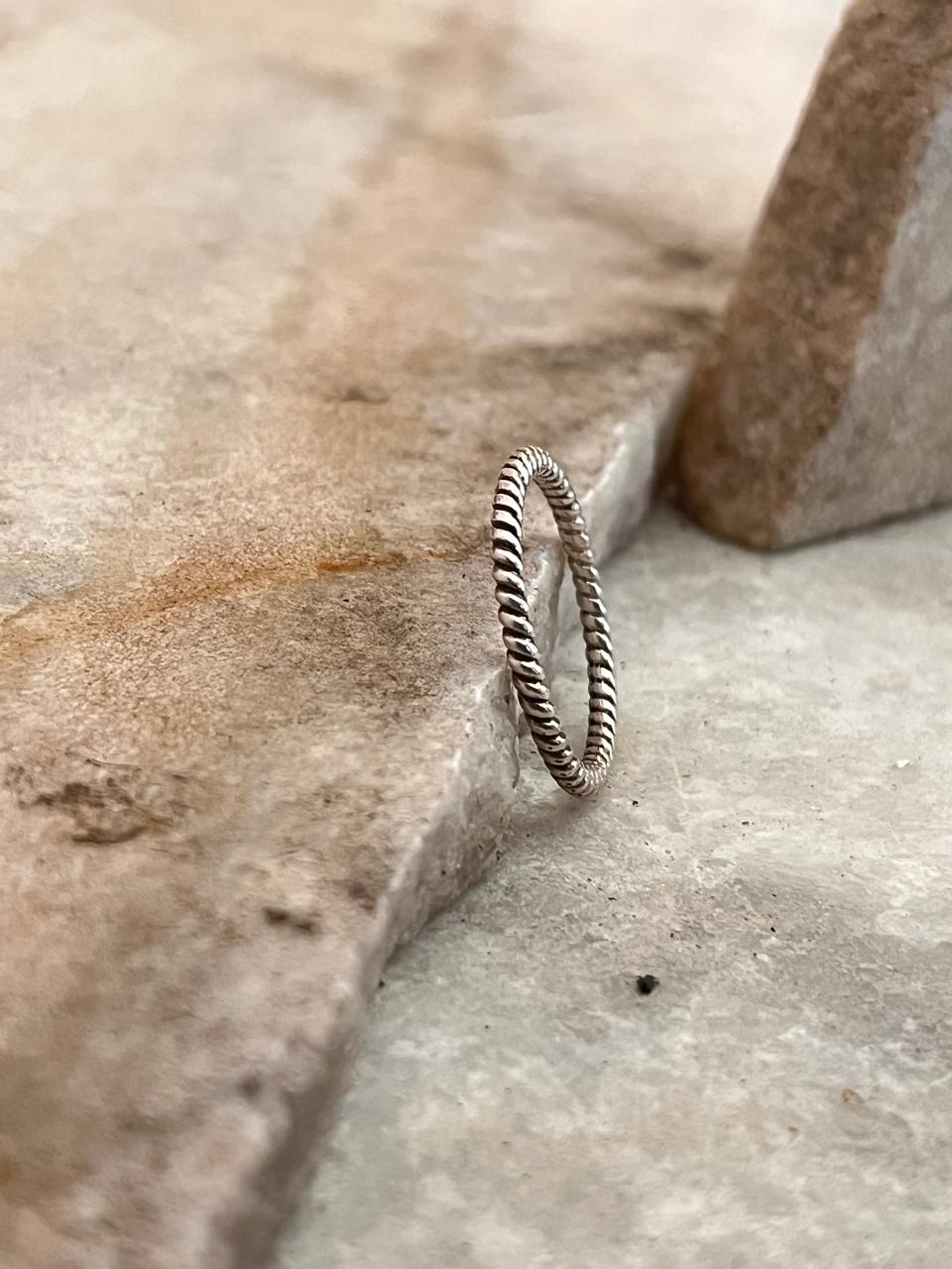 Classic Rope Band Stackable 925 Sterling Silver Ring