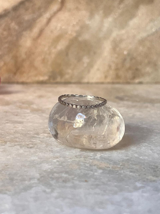 Small Dot Minimal Dainty Band Stackable 925 Sterling Silver Ring