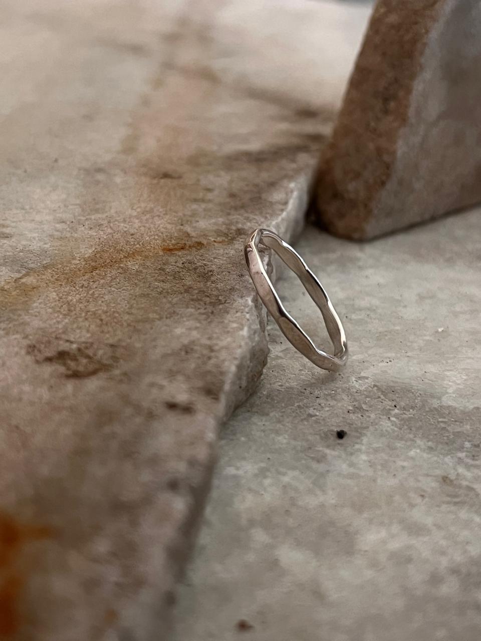 Hammered Band Stackable 925 Sterling Silver Ring