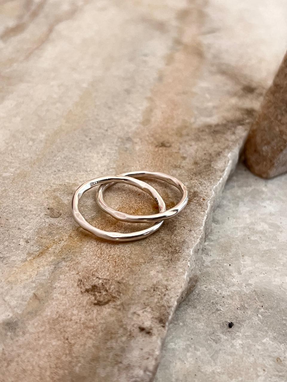 Rolling Band / Interlocked Band / Two Bands 925 Sterling Silver Ring