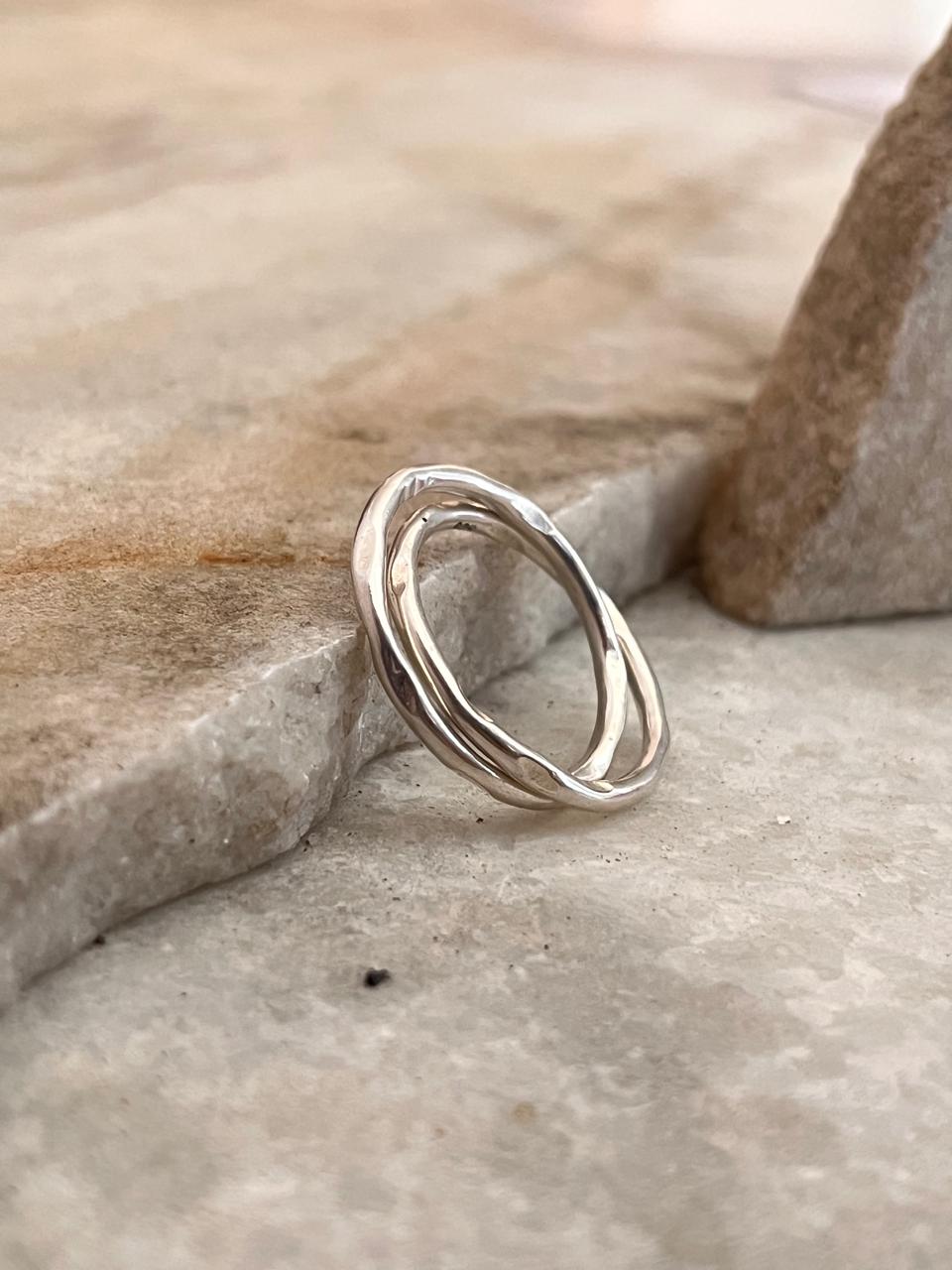 Rolling Band / Interlocked Band / Two Bands 925 Sterling Silver Ring