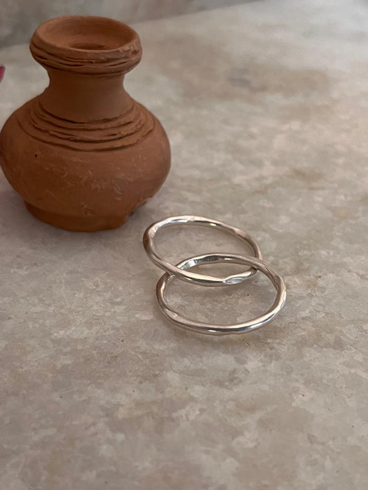 Rolling Band / Interlocked Band / Two Bands 925 Sterling Silver Ring