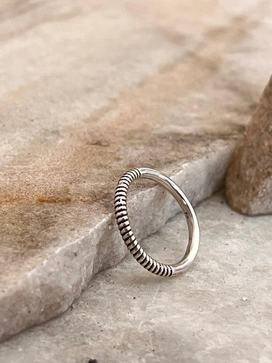 2 in 1 Plain and Rope Stack Band 925 Sterling Silver Ring