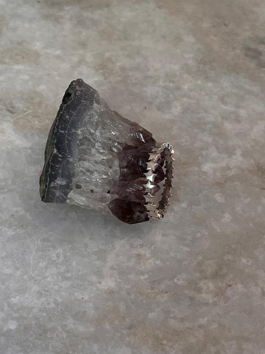 Delicate 925 sterling silver star pattern ring