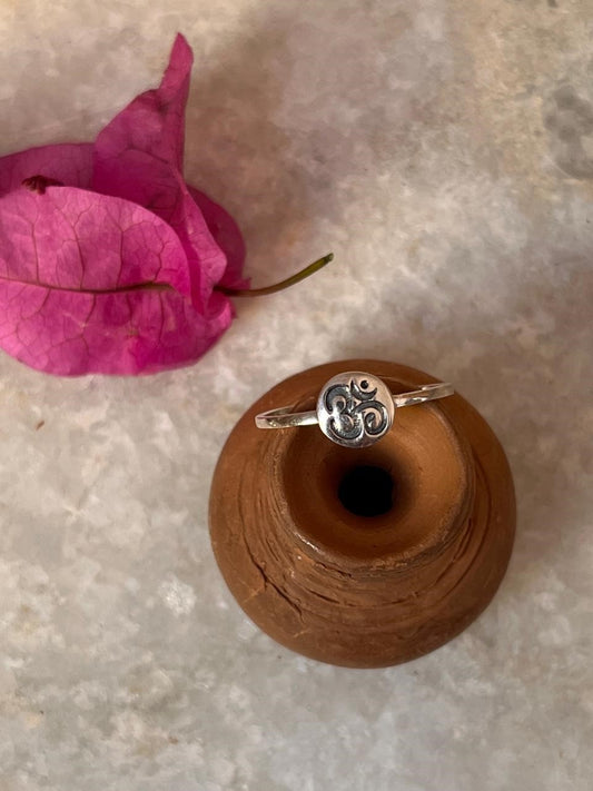 Om/Aum Stackable 925 Sterling Silver Ring