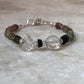 Ethereal Bloom Multi Tourmaline & Clear Quartz Handcrafted Natural Crystals 925 Sterling Silver Bracelet