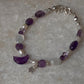 Lunar Radiance - Amethyst Moon & Star Charm Handcrafted Silver 925 Sterling Bracelet