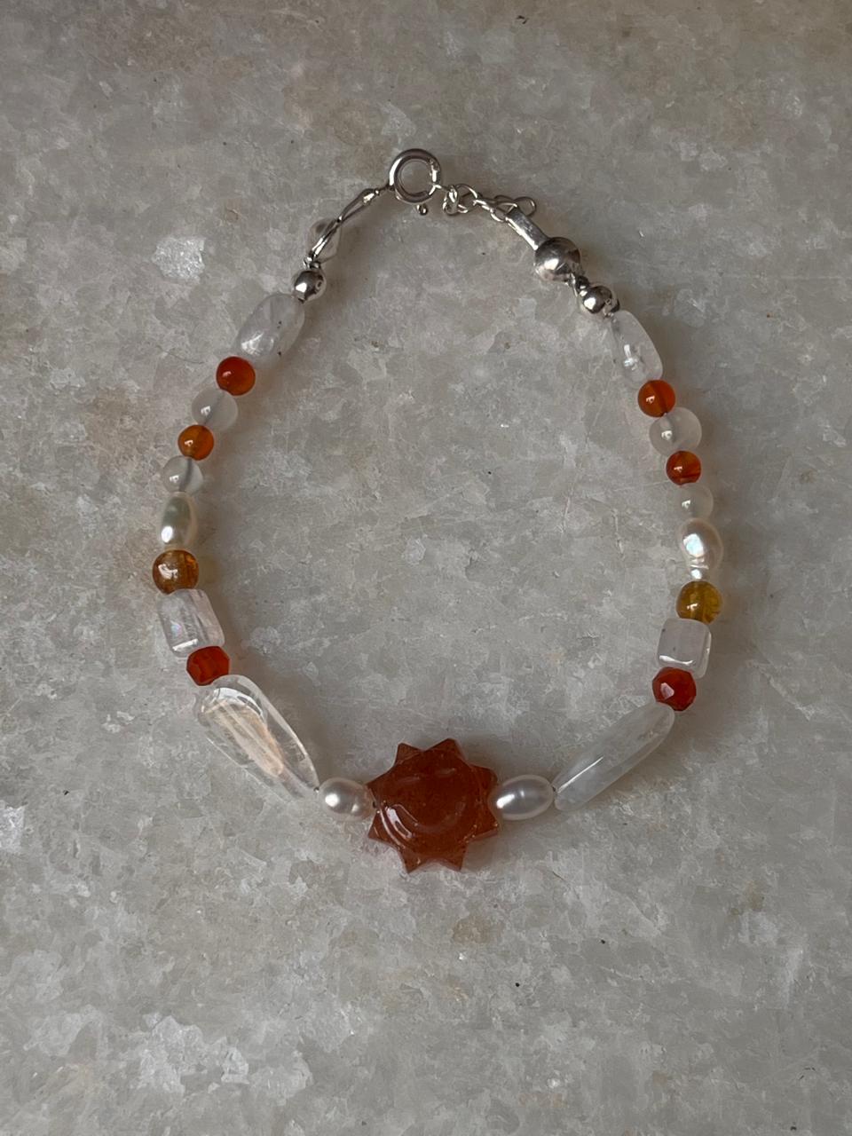 Radiant Energy-Sunstone Sun Handcrafted Natural Silver Bracelet