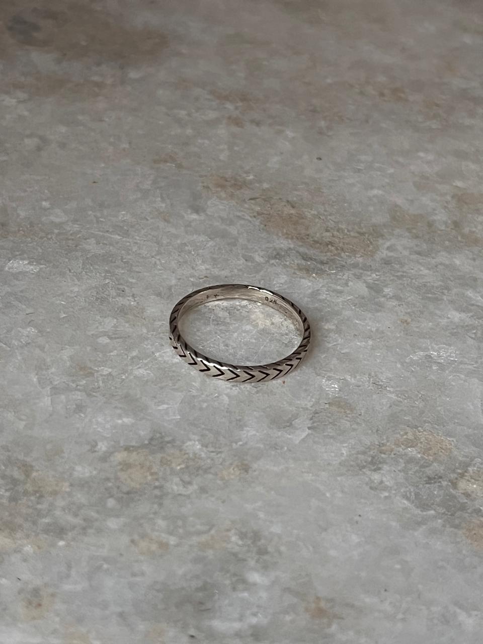 V Engraved Tribal Band 925 Sterling Silver Ring