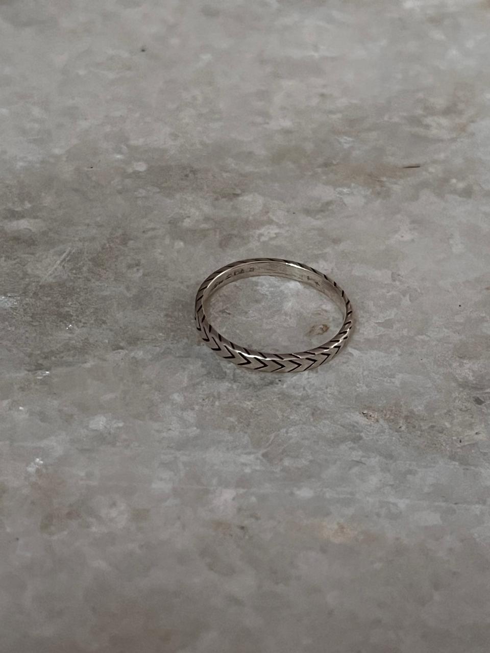 V Engraved Tribal Band 925 Sterling Silver Ring
