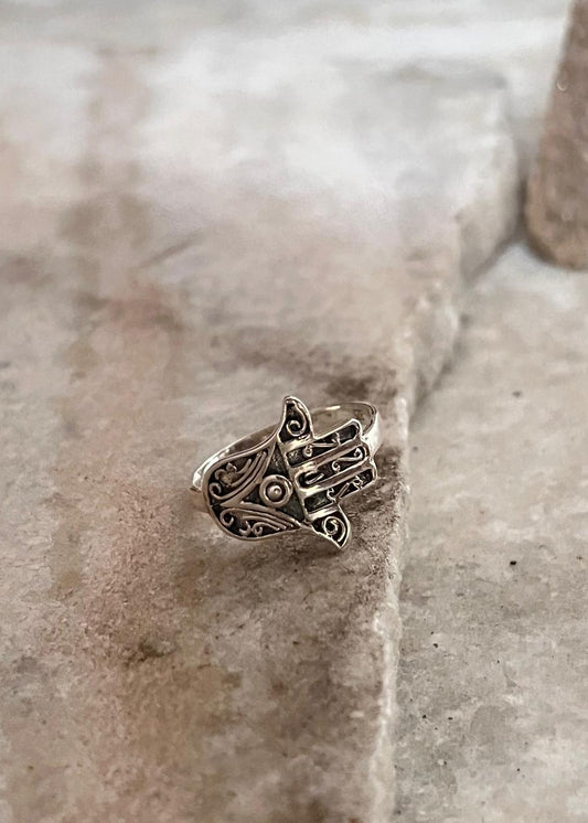 Hamsa 925 Sterling Silver Ring - Tarakaya Silver