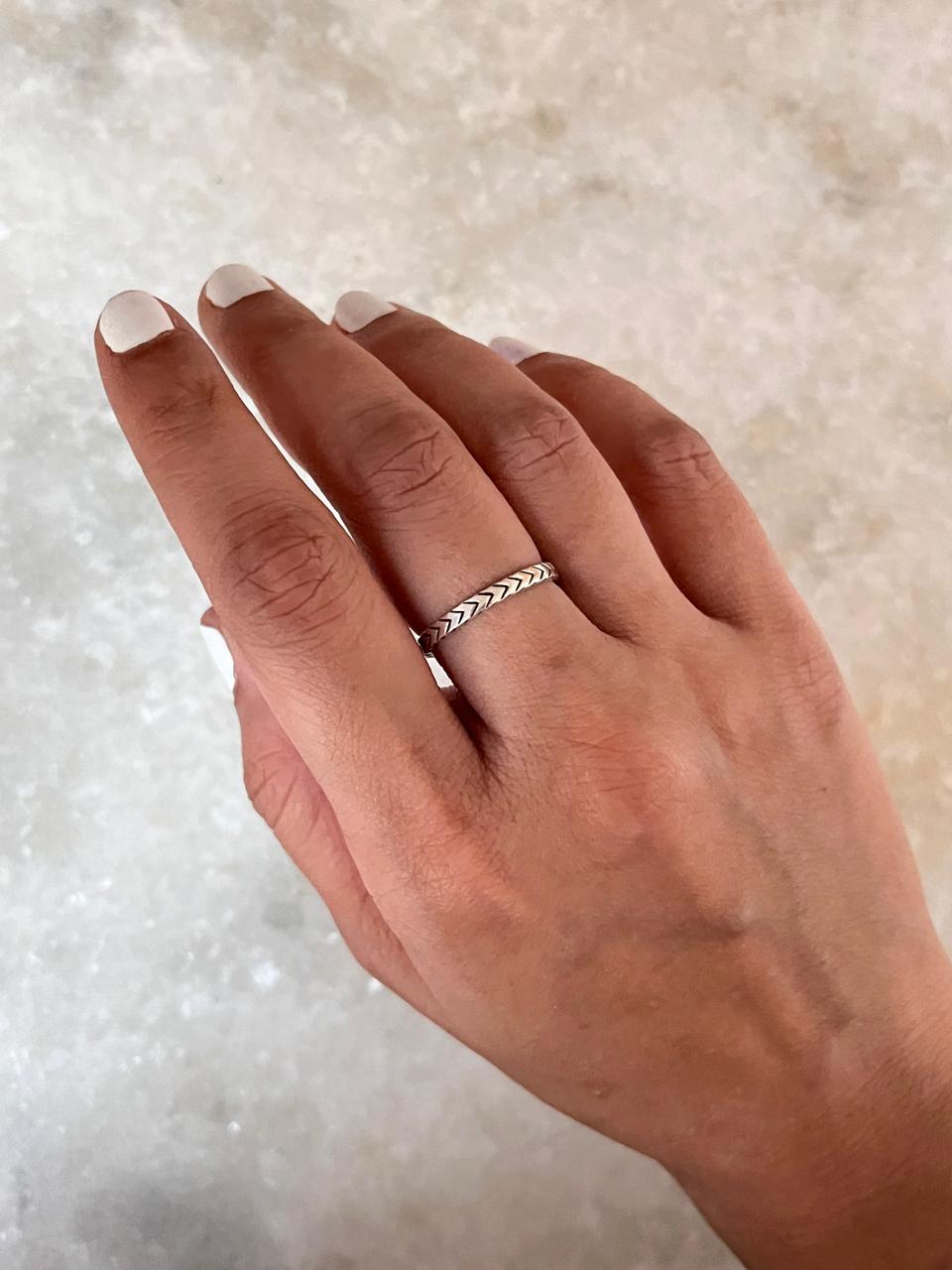 V Engraved Tribal Band 925 Sterling Silver Ring