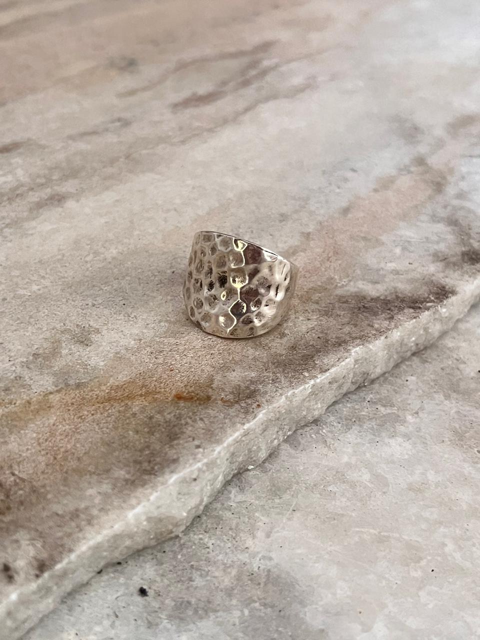 Hammered Chunky 925 Sterling Silver Ring