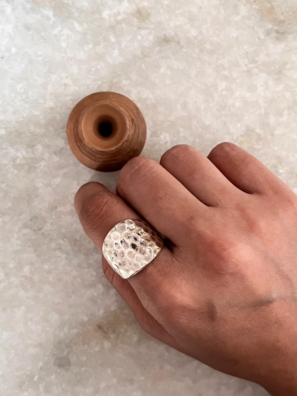 Hammered Chunky 925 Sterling Silver Ring