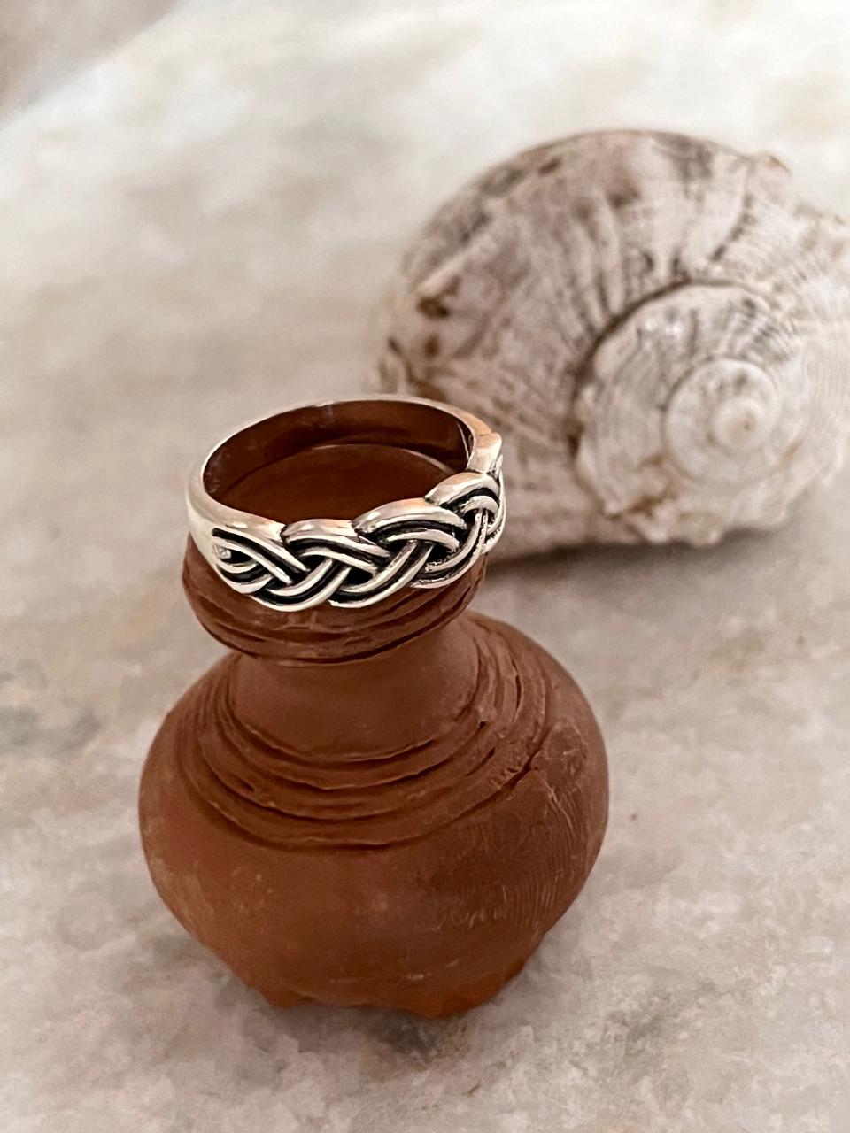 Chunky Braided 925 Sterling Silver Ring - Tarakaya Silver