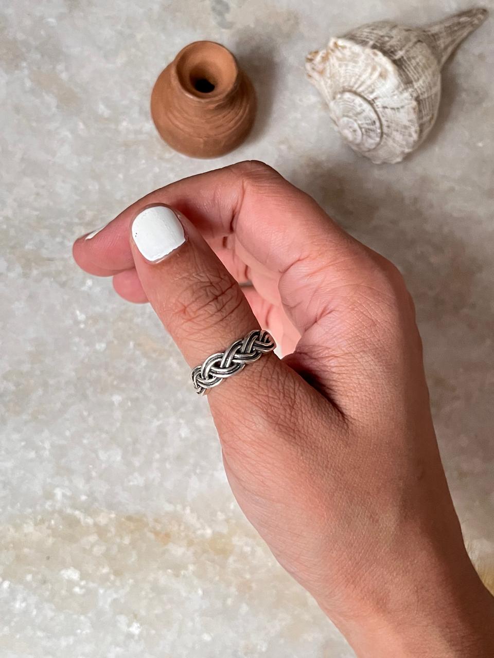 Chunky Braided 925 Sterling Silver Ring - Tarakaya Silver