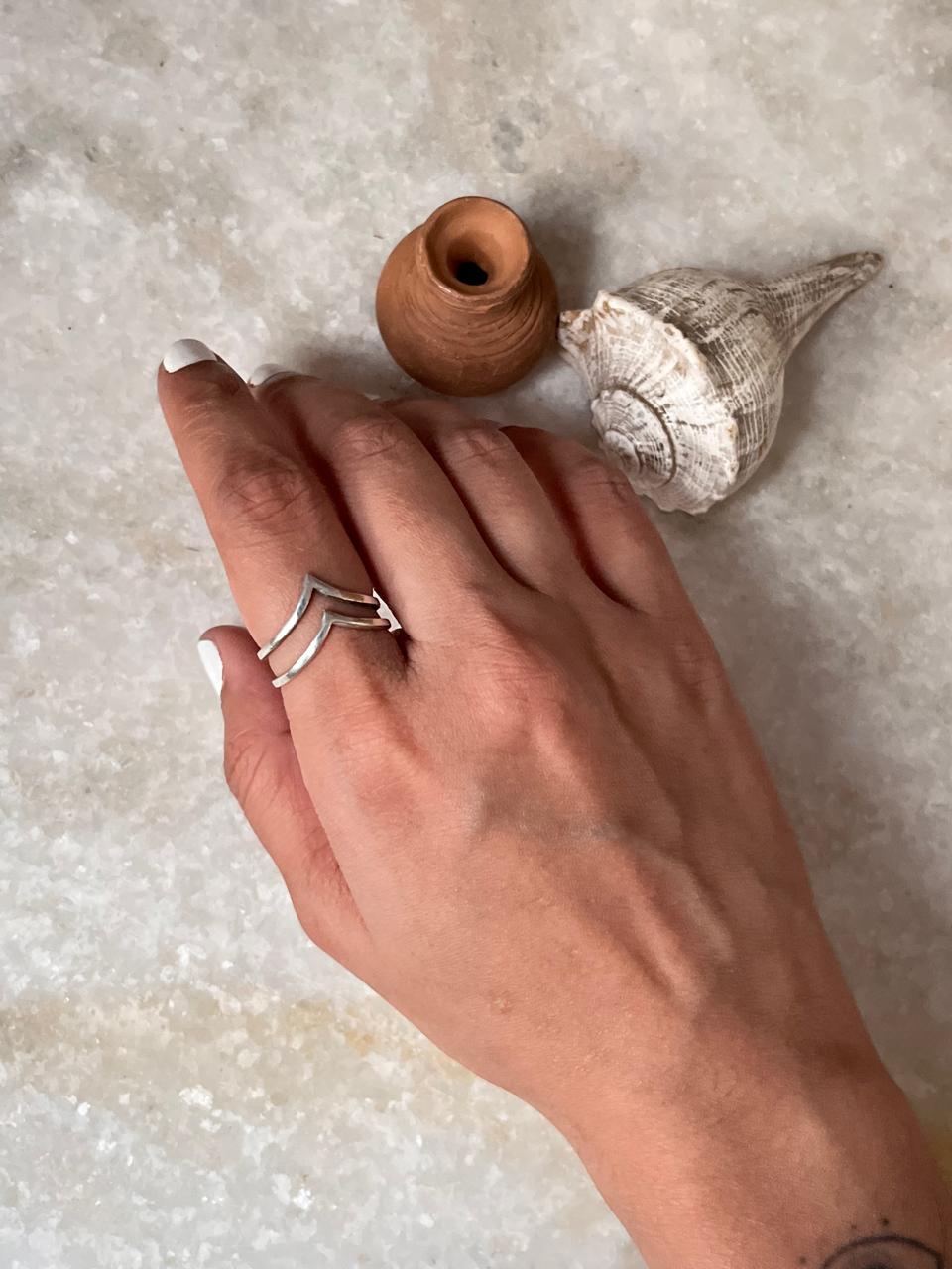 Double V Stackable 925 Sterling Silver Ring