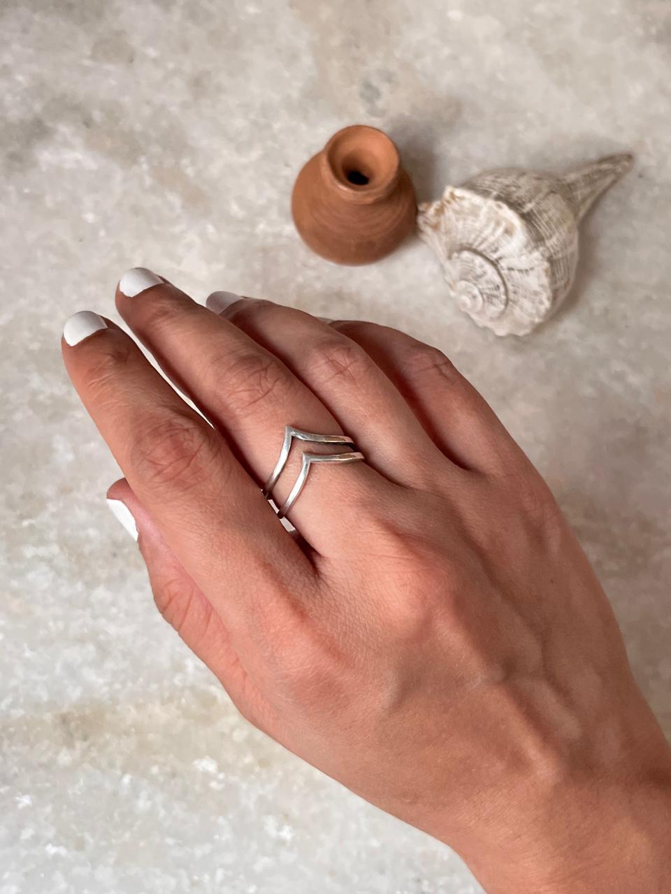 Double V Stackable 925 Sterling Silver Ring