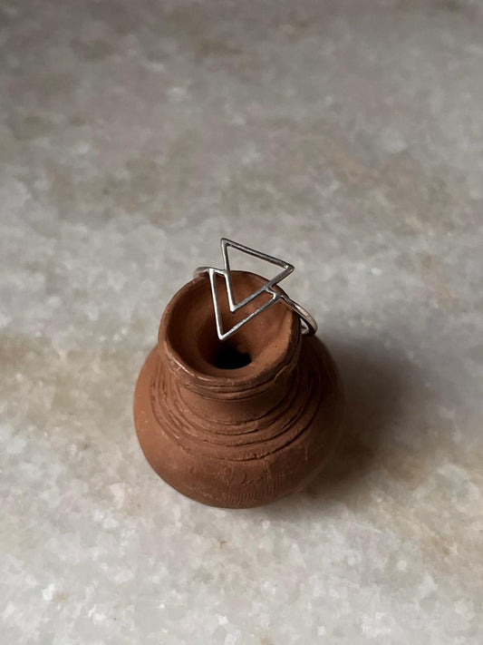 Double Triangle 925 Sterling Silver Ring