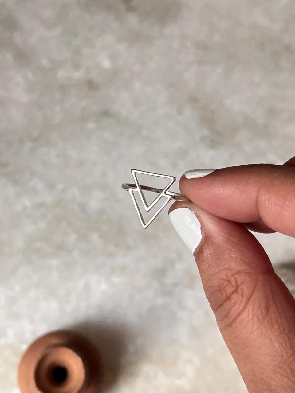 Double Triangle 925 Sterling Silver Ring