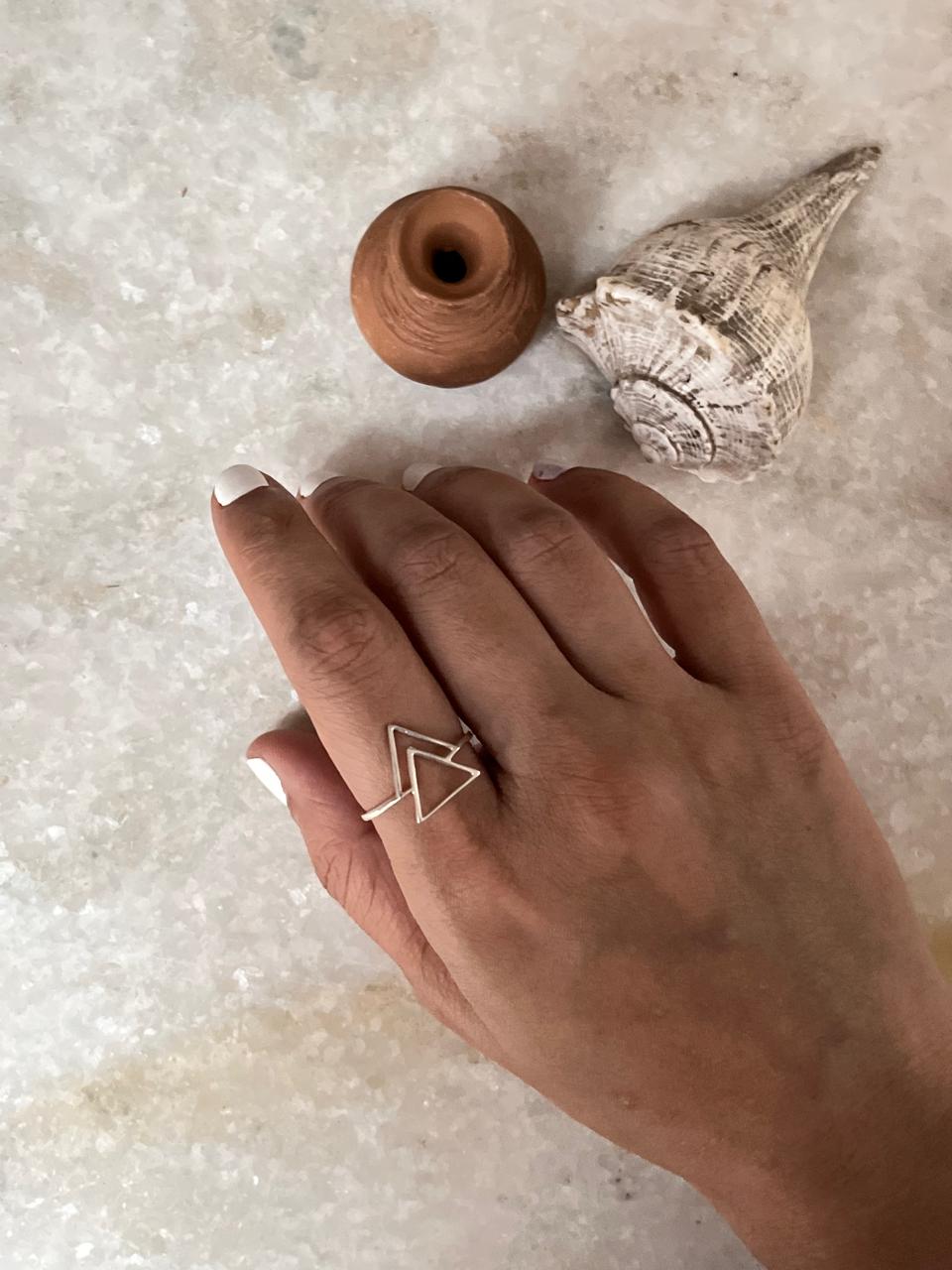 Double Triangle 925 Sterling Silver Ring