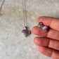 Elegant Pink Gradient Heart Cubic Zirconia Silver Necklace Set  