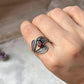 Garnet Leaf Wrap 925 Sterling Silver Ring