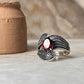 Garnet Leaf Wrap 925 Sterling Silver Ring