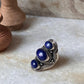 Lapis Lazuli Boho Statement 925 Sterling Silver Ring