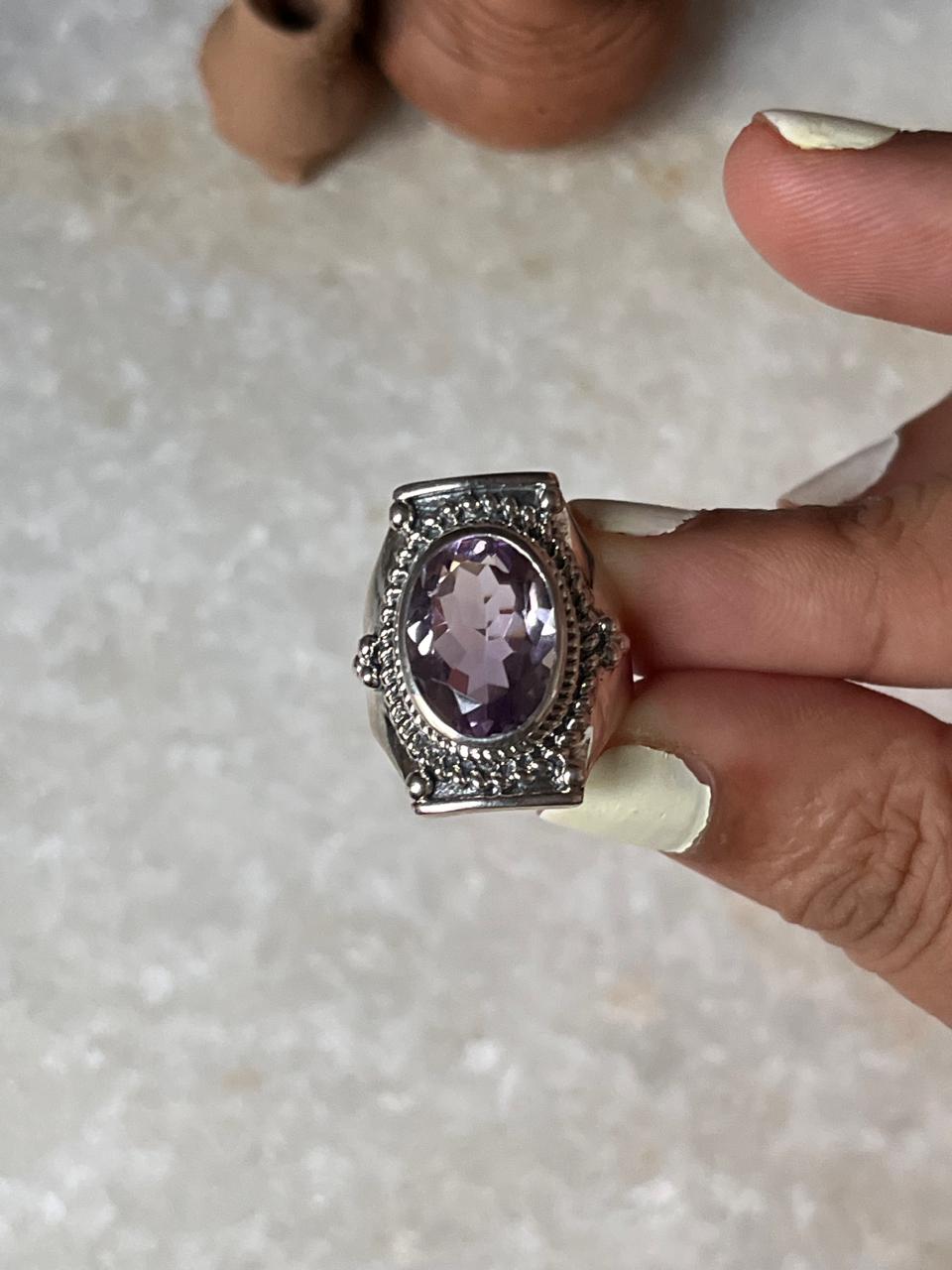 Amethyst Boho Statement 925 Sterling Silver Ring
