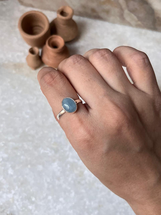 Aquamarine Natural Oval 925 Sterling Silver Ring