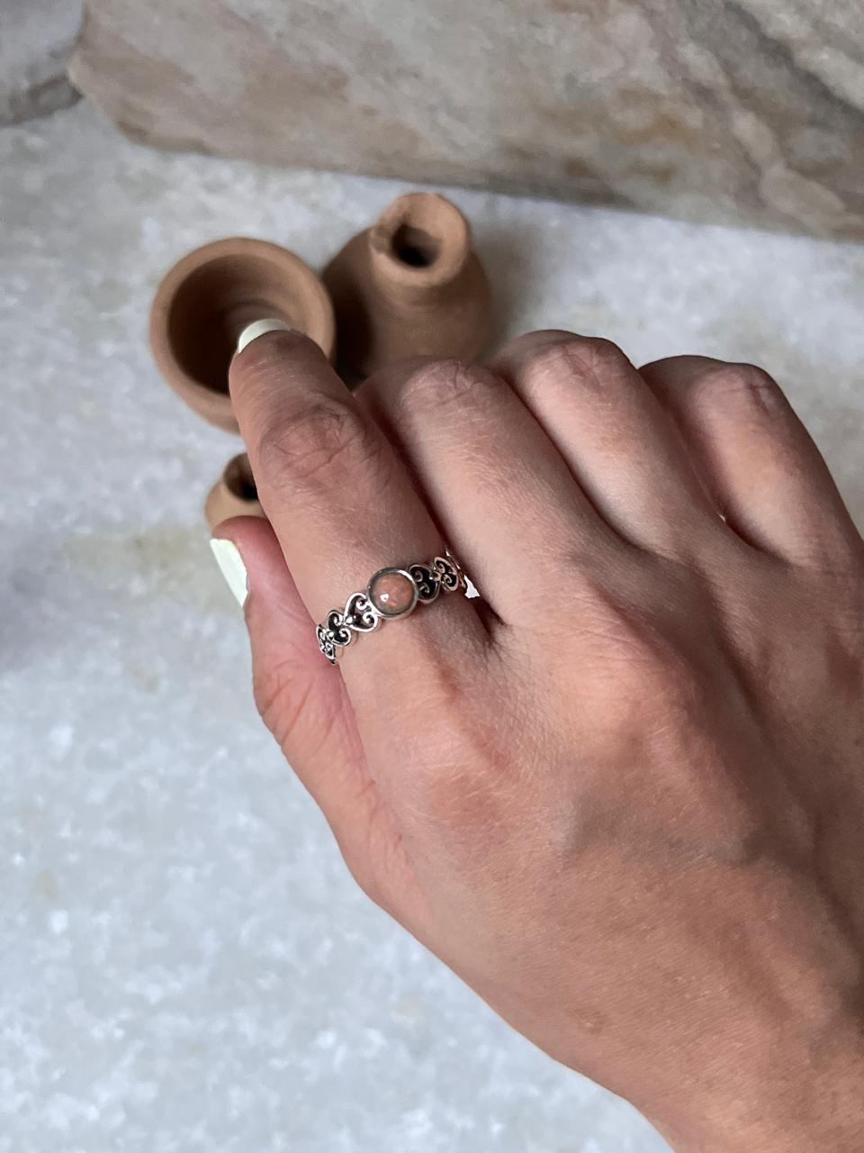 Opal Princess Band 925 Sterling Silver Ring