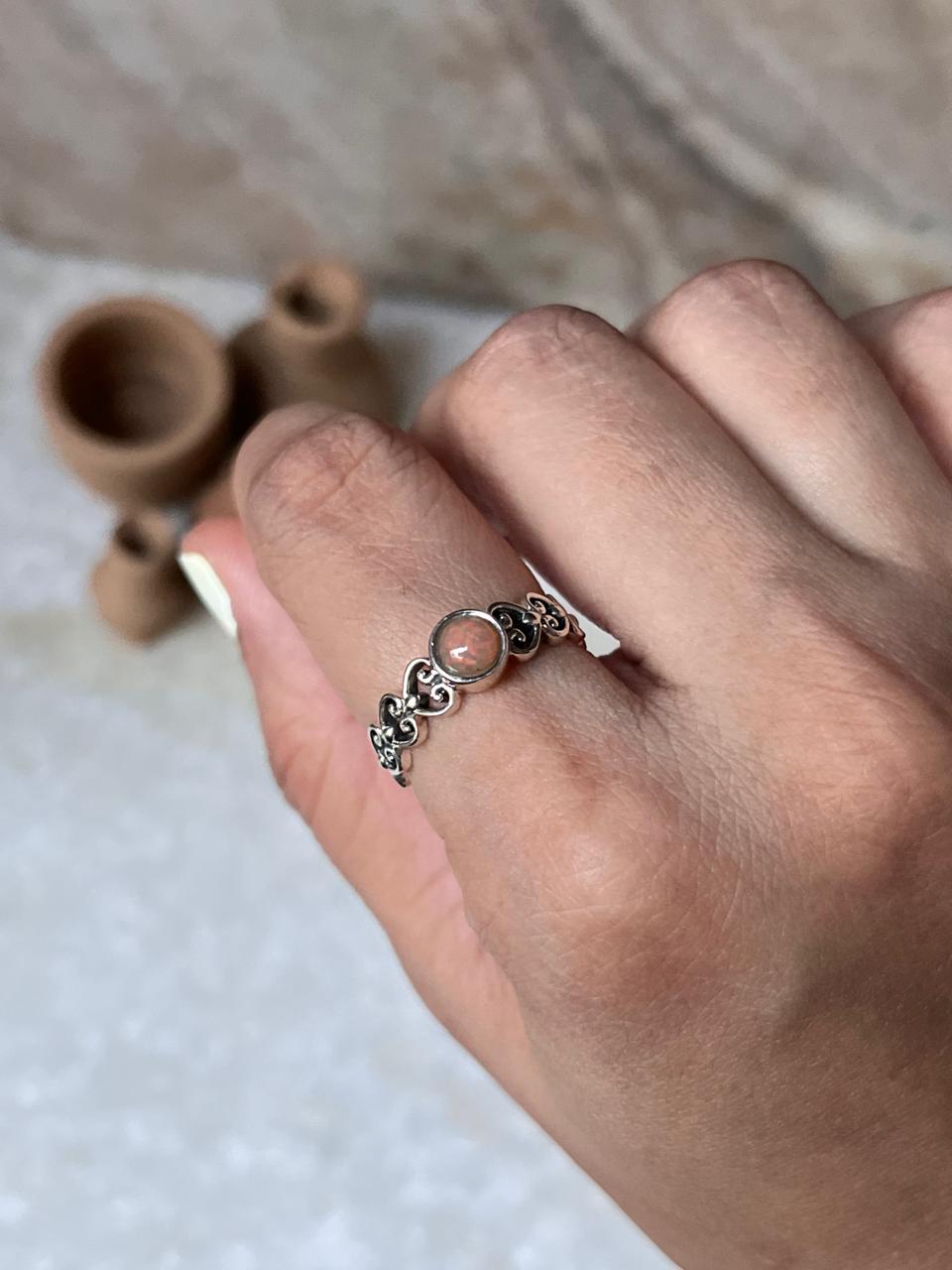 Opal Princess Band 925 Sterling Silver Ring