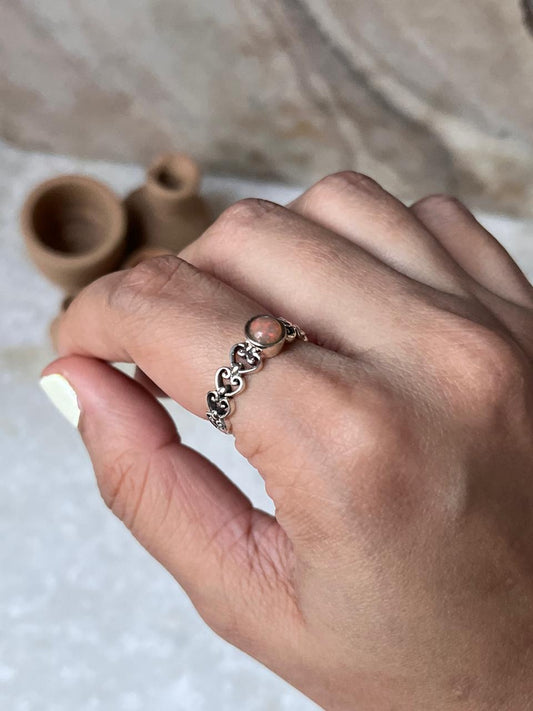 Opal Princess Band 925 Sterling Silver Ring