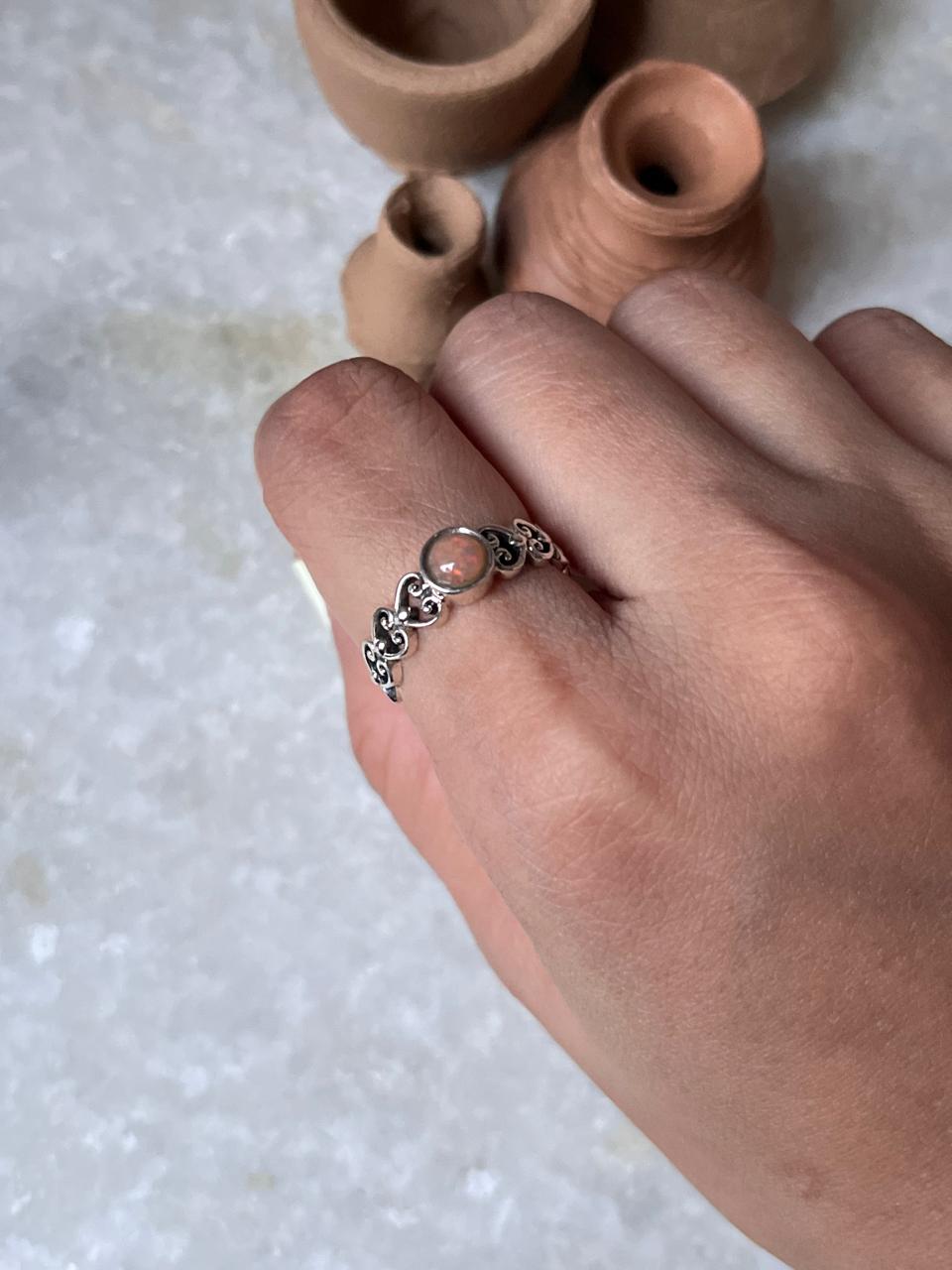 Opal Princess Band 925 Sterling Silver Ring