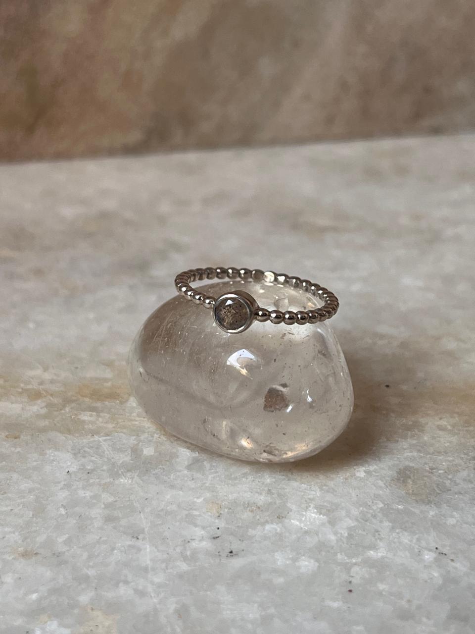 Full Dot Band Labradorite 925 Sterling Silver Ring