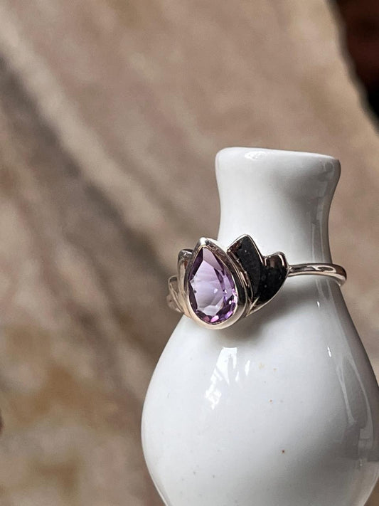 Amethyst Divine Lotus 925 Sterling Silver Ring