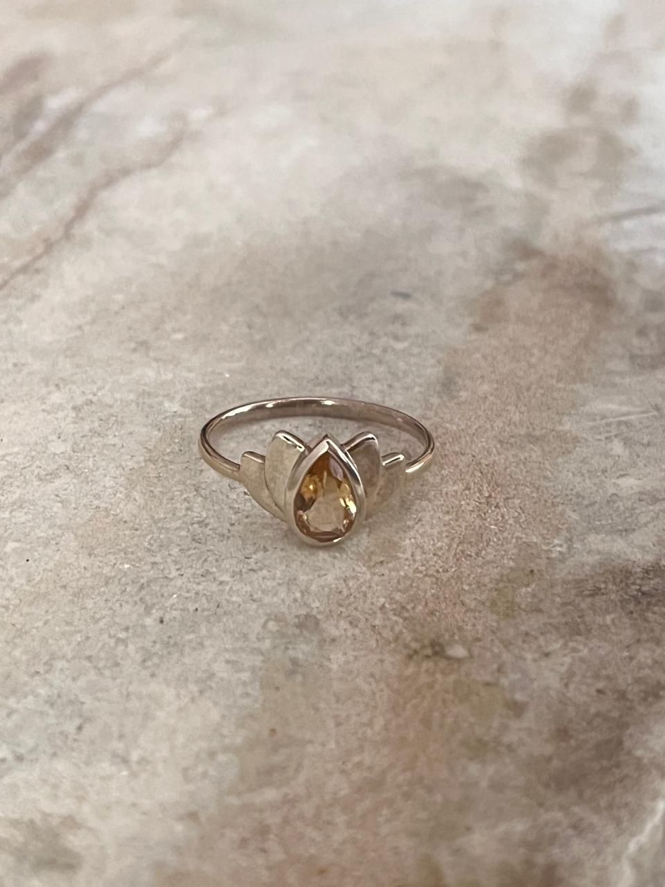 Citrine Divine Lotus 925 Sterling Silver Ring