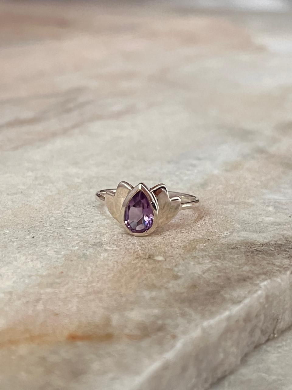 Amethyst Divine Lotus 925 Sterling Silver Ring