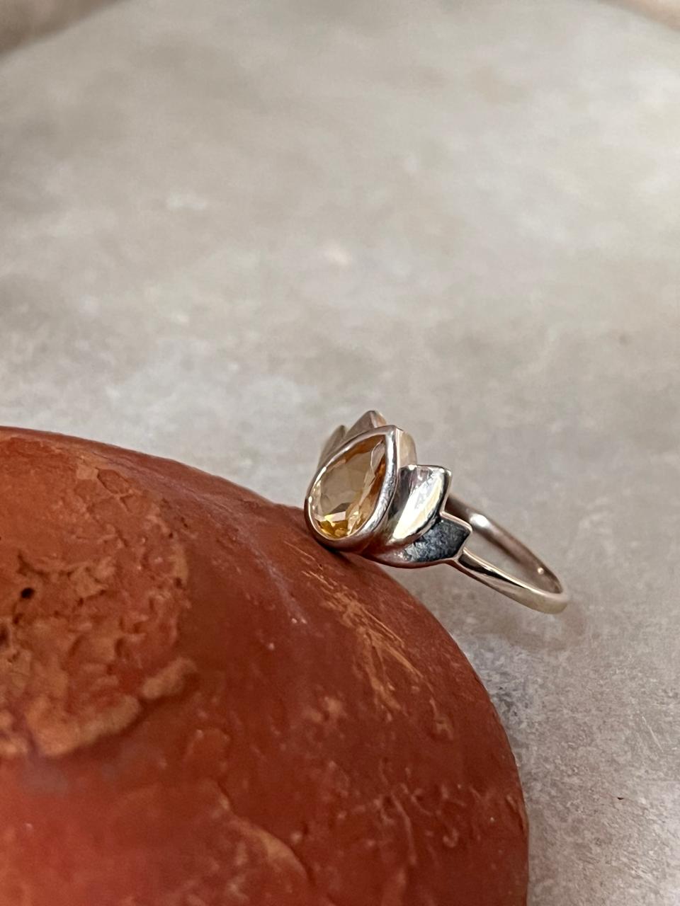 Citrine Divine Lotus 925 Sterling Silver Ring