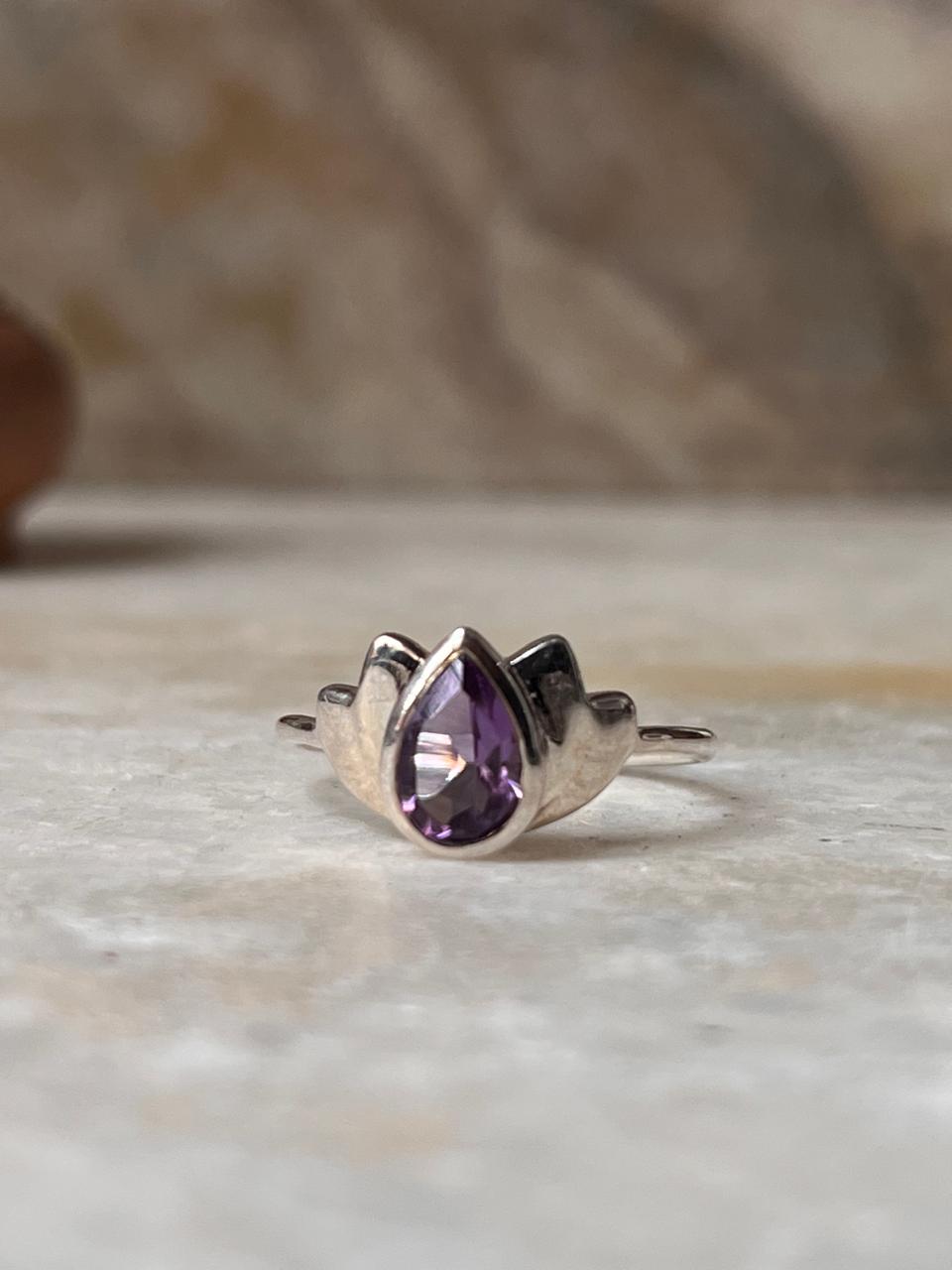 Amethyst Divine Lotus 925 Sterling Silver Ring
