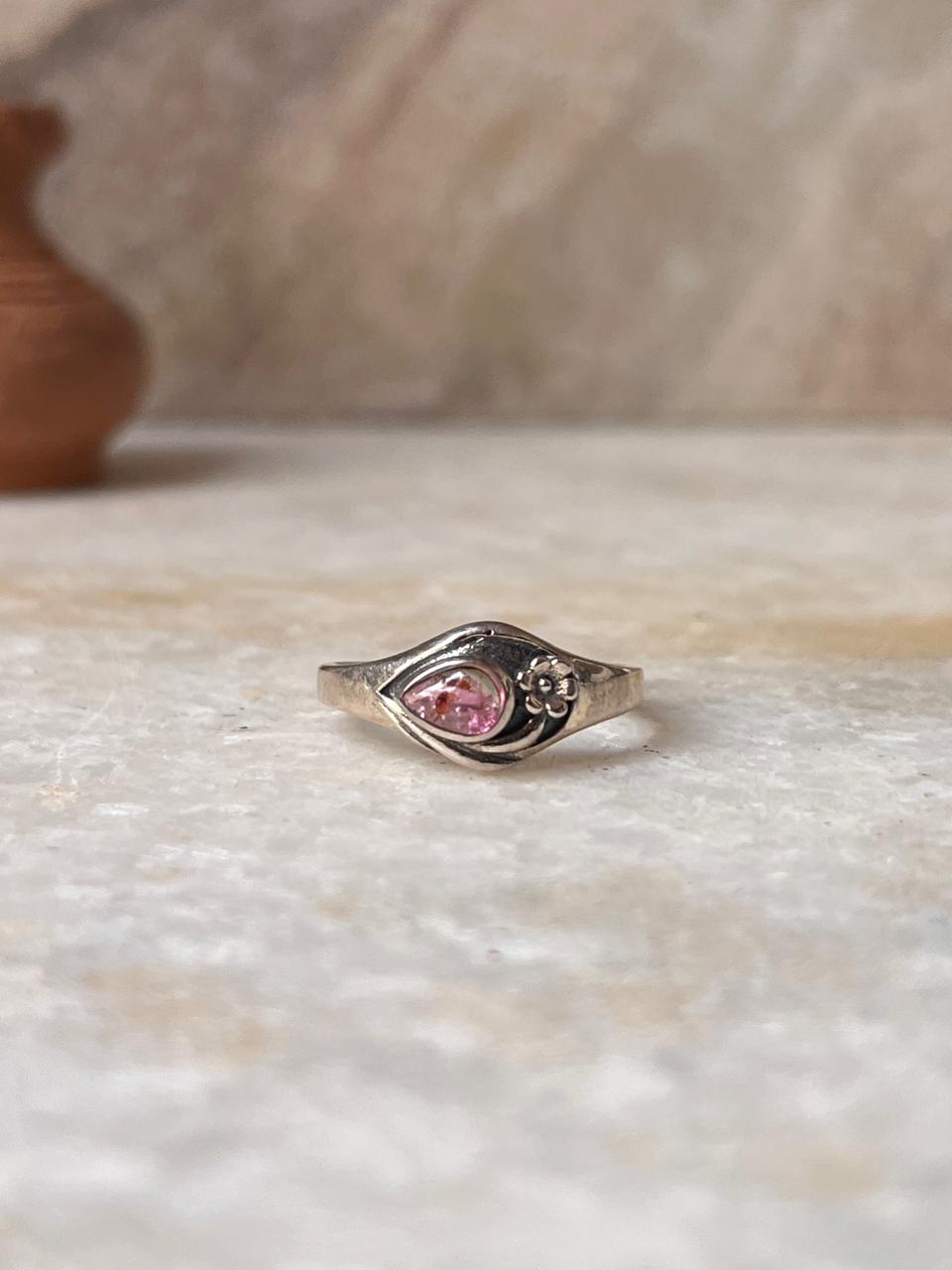 Pink Tourmaline Cherry Blossom 925 Sterling Silver Ring