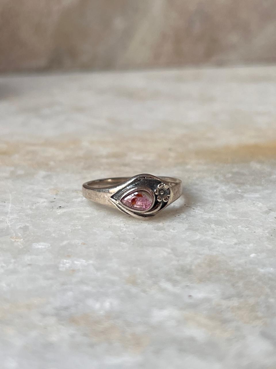 Pink Tourmaline Cherry Blossom 925 Sterling Silver Ring