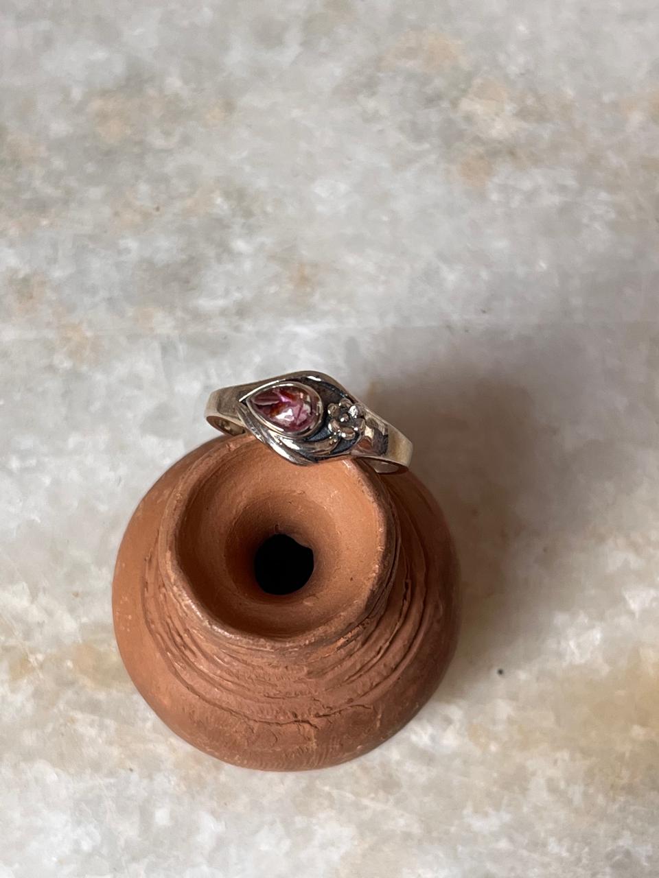 Pink Tourmaline Cherry Blossom 925 Sterling Silver Ring
